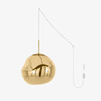 Sculptural lava pendant light shade frozen mid-flow in silver