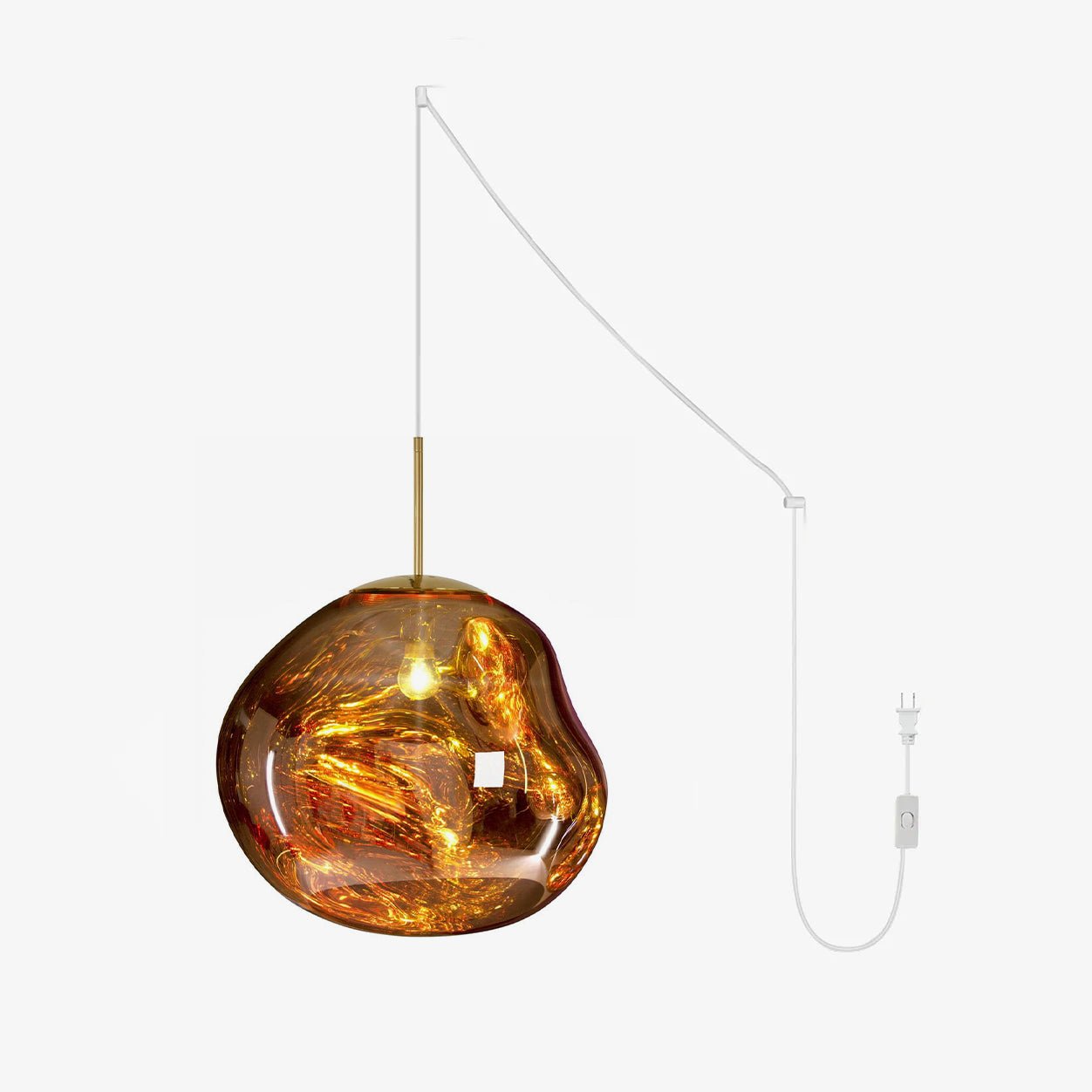 Suspension, abat-jour miroir en PVC lave en fusion, prise secteur, E27