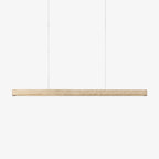 Product-only view of this Clérachic pendant, its slim travertine bar hanging level on two thin cords against a plain white backdrop.
