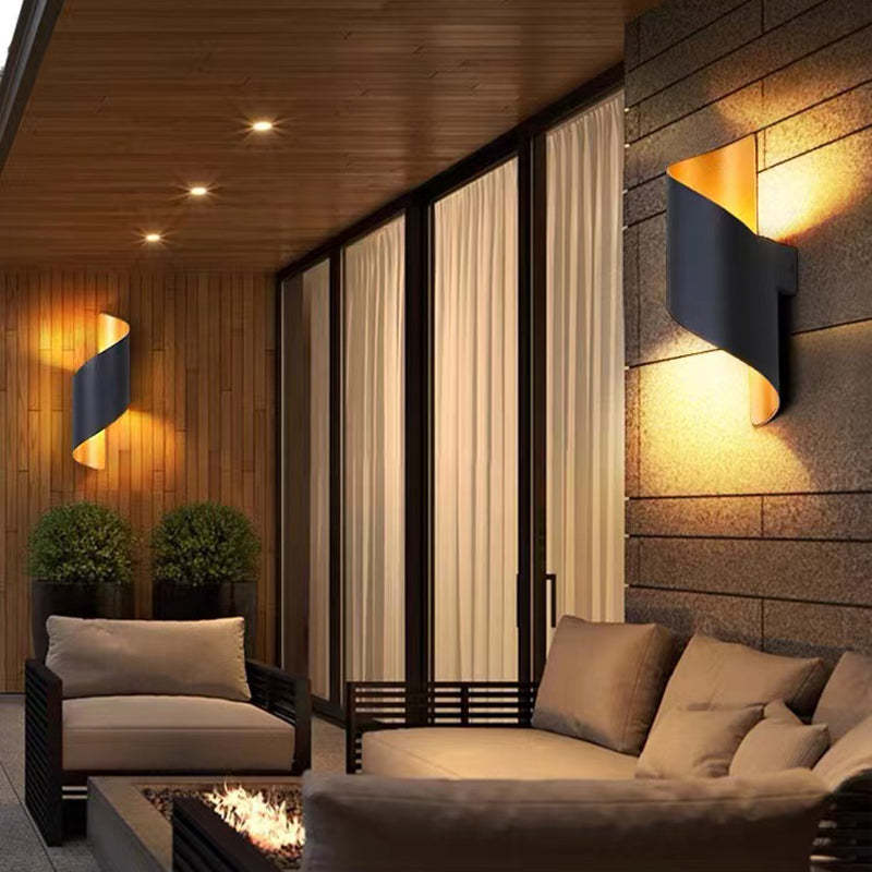 Travin Spiral Conch-Shaped Outdoor Wall Lamp, Black, White, or Gold