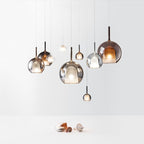 Glass Globe Pendant Light With G9 Base, Amber, Smoke Gray or Clear, 3 Sizes