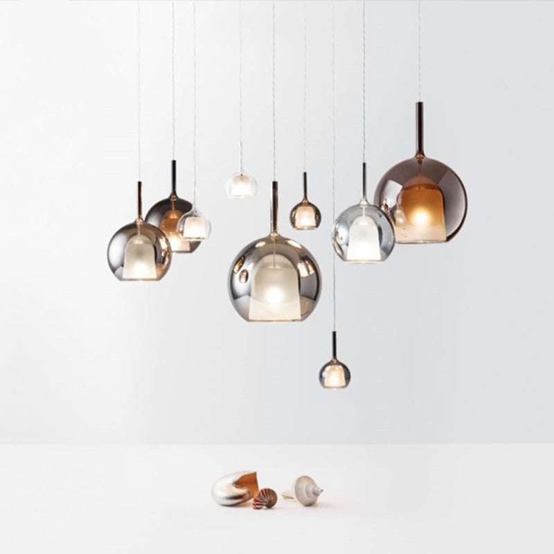Glass Globe Pendant Light With G9 Base, Amber, Smoke Gray or Clear, 3 Sizes