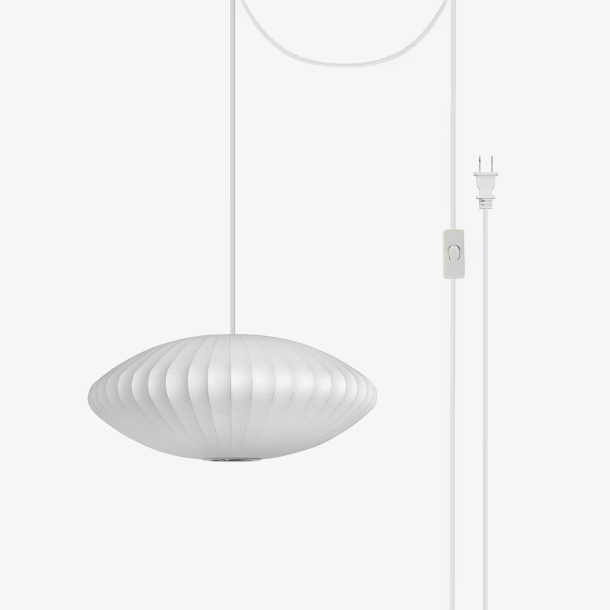 Nelson Bubble Swag Pendant Light single white shade overview