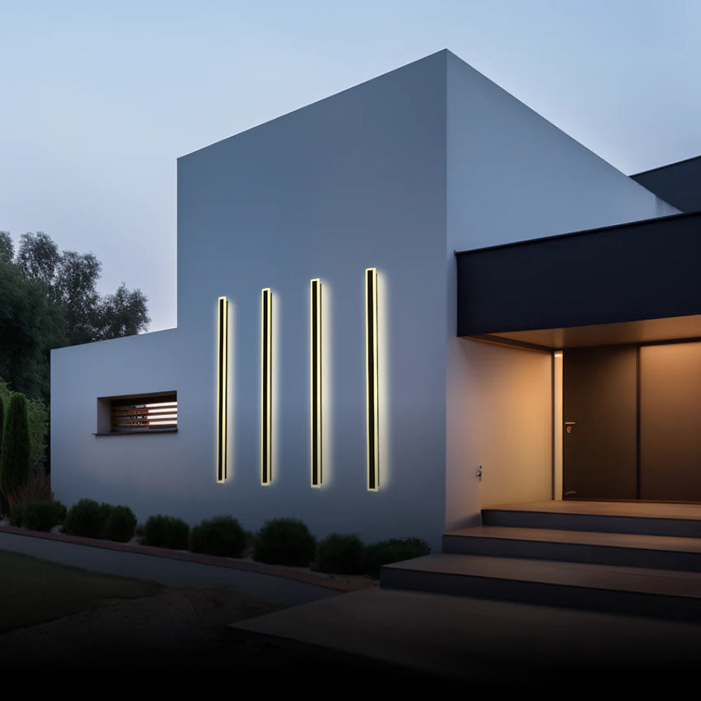 Linear Acrylic Wall Lamp for Outdoor Use, Matte Black and White