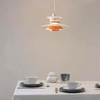 Multicolor Pendant Light With LED Glow, Tiered-Shade Retro Ceiling Lamp