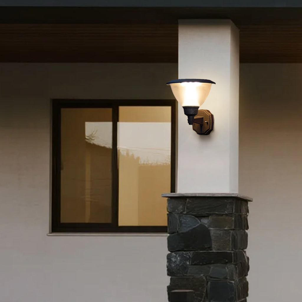 Aluminum Outdoor Wall Sconce With Cone Shade, Briana Minimalist Light