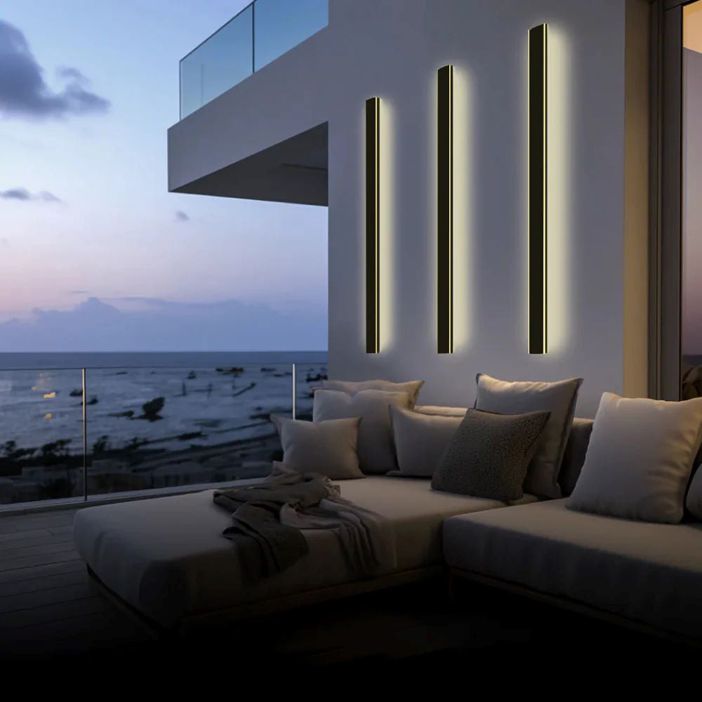 Linear Metal Outdoor Wall Light With Acrylic Diffuser, Black