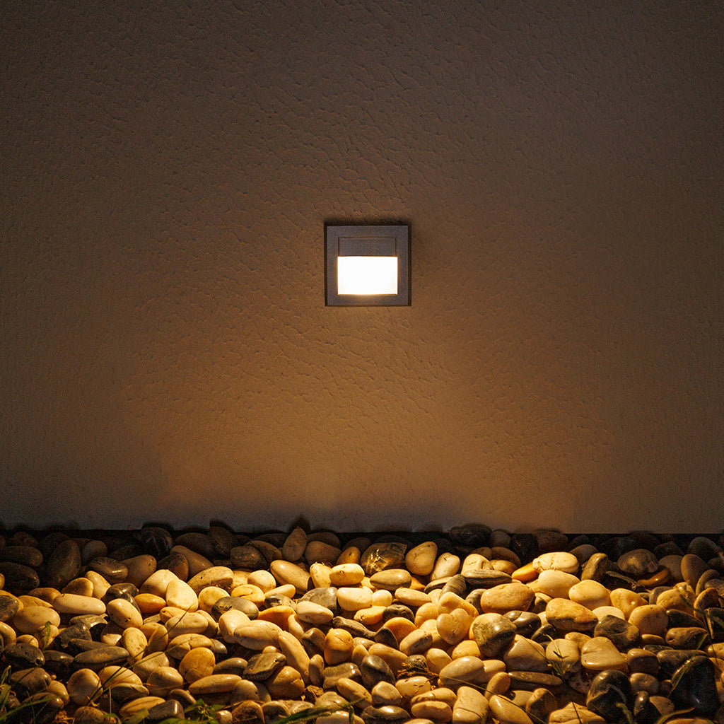 Morga Square Recessed Outdoor Step Light, Black Aluminum Finish