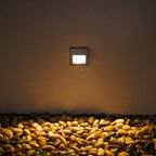 Morga Square Recessed Outdoor Step Light, Black Aluminum Finish