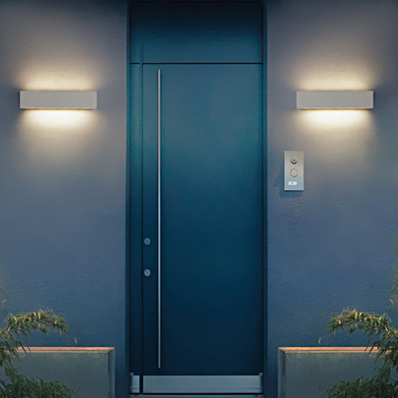 Applique murale extérieure en ciment avec lumière LED chaude, style Arisha