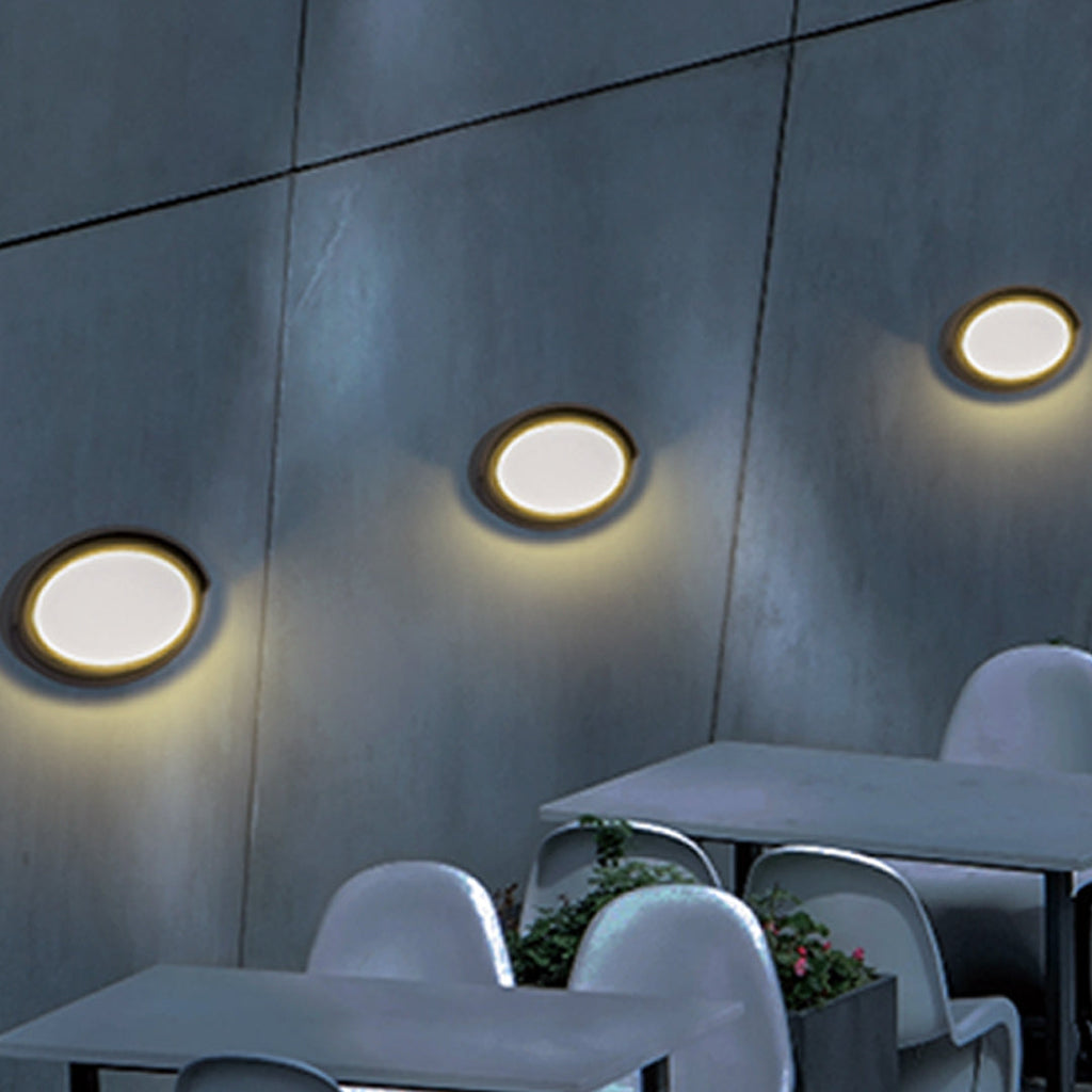 Applique murale Greory ronde ou ovale, LED minimaliste pour espaces extérieurs  
