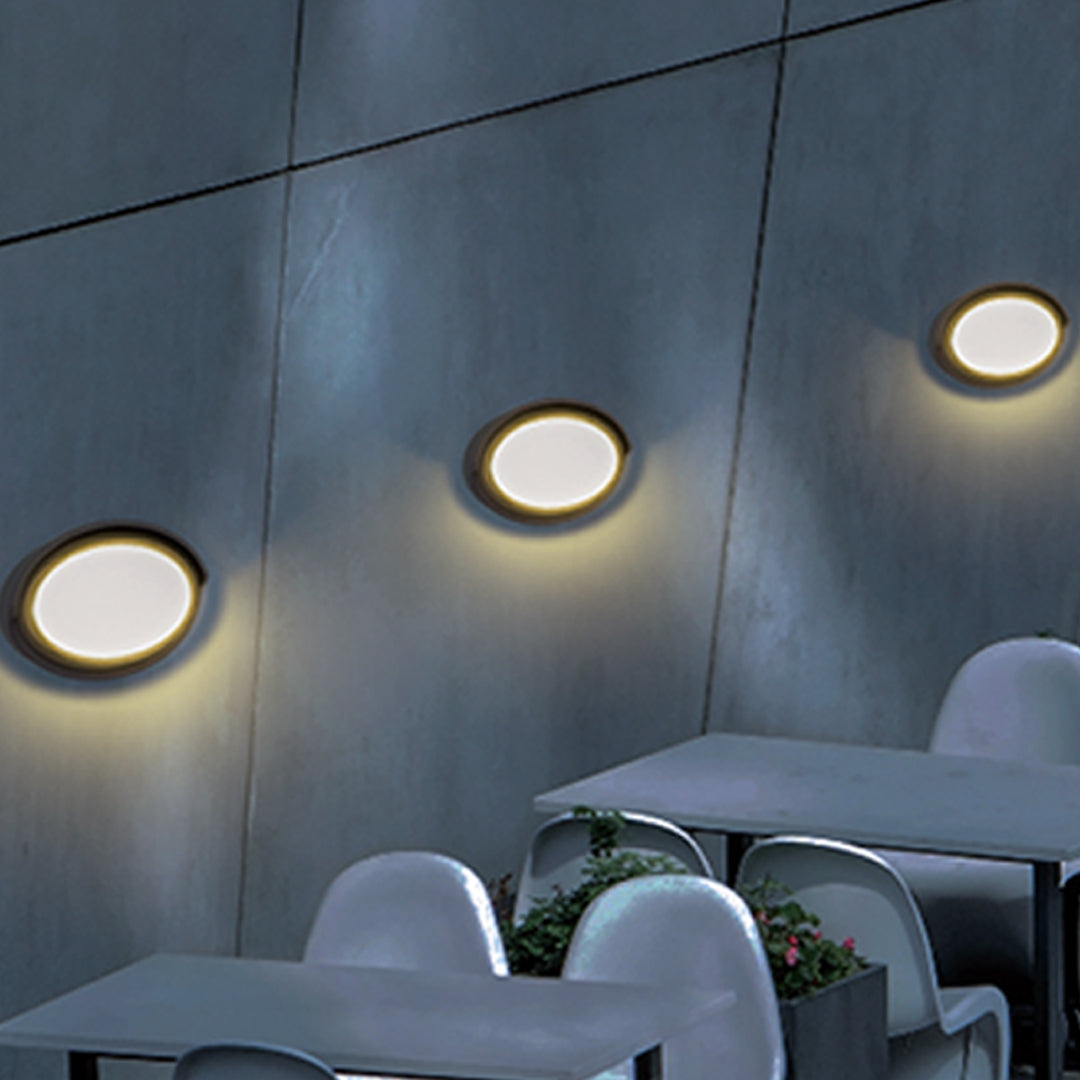 Applique murale Greory ronde ou ovale, LED minimaliste pour espaces extérieurs  