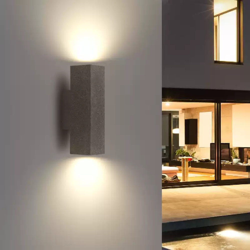 Applique murale extérieure minimaliste en ciment, applique LED carrée