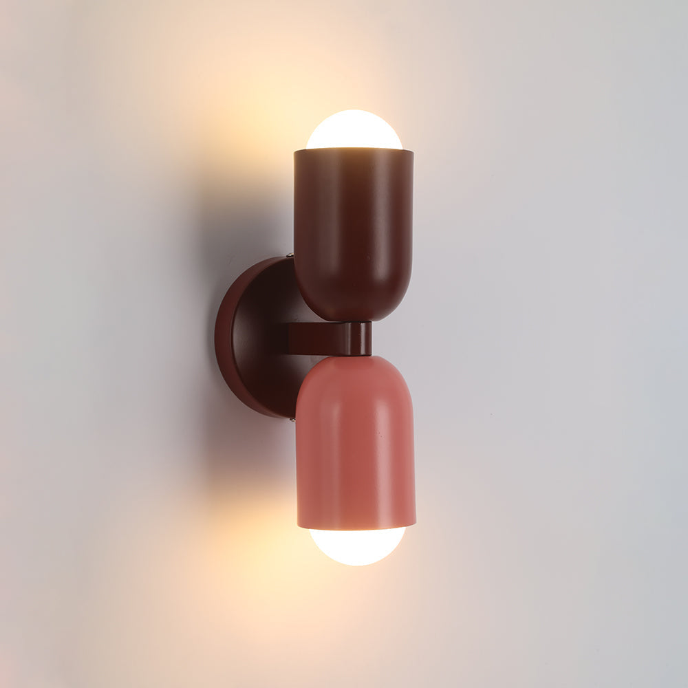 Double-Headed Wall Light, Colorful Painted Metal Shades, E26 LED Included