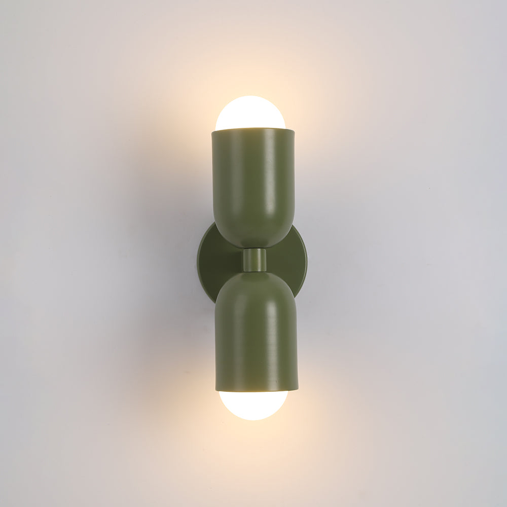 Double-Headed Wall Light, Colorful Painted Metal Shades, E26 LED Included