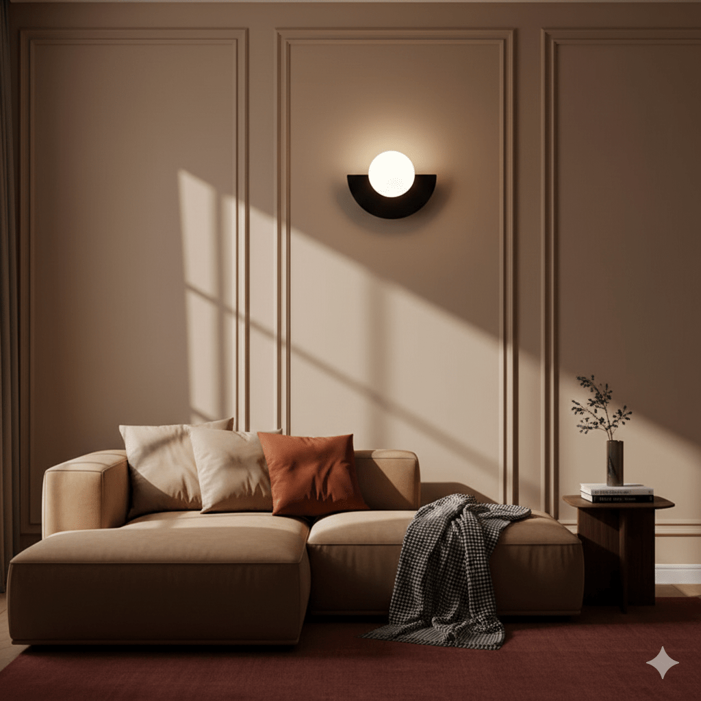 Glass Globe Wall Sconce, LED Wall Light With Iron Base, Modern Minimalist