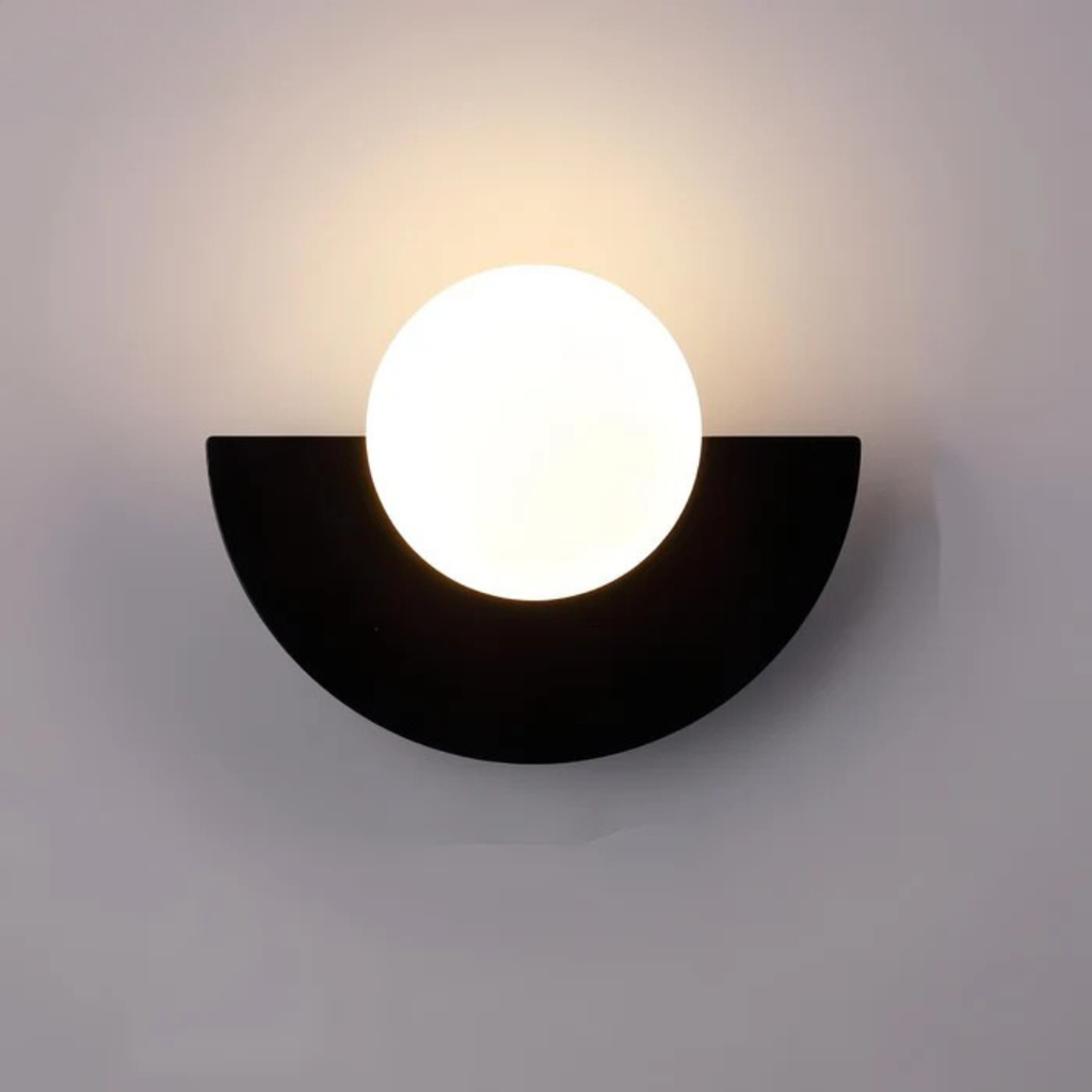 Glass Globe Wall Sconce, LED Wall Light With Iron Base, Modern Minimalist