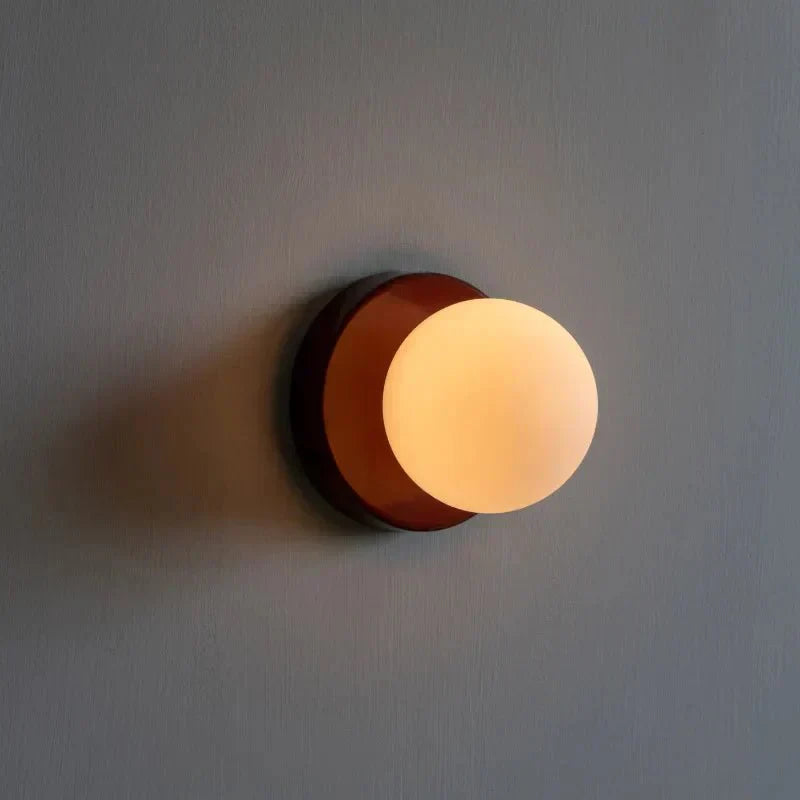 Glaskuppel Væglampe, Nordisk Stil, Metalfod, LED Accentlys