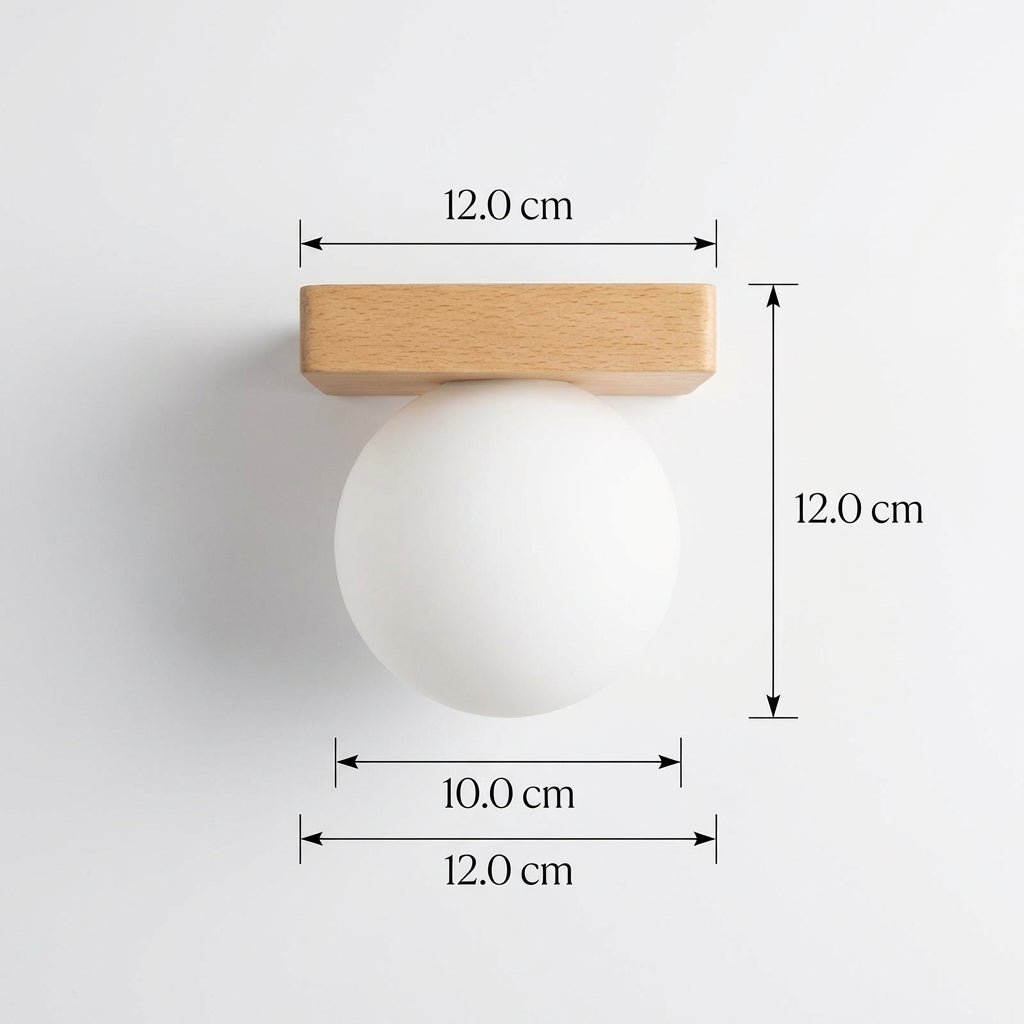 Glaskuppel Væglampe, Nordisk Stil, Metalfod, LED Accentlys