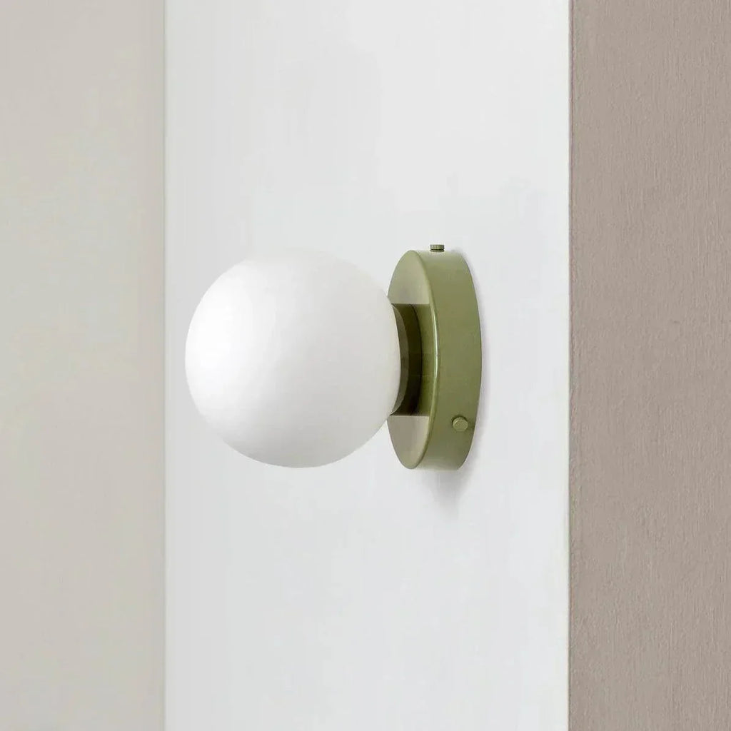 Glaskuppel Væglampe, Nordisk Stil, Metalfod, LED Accentlys