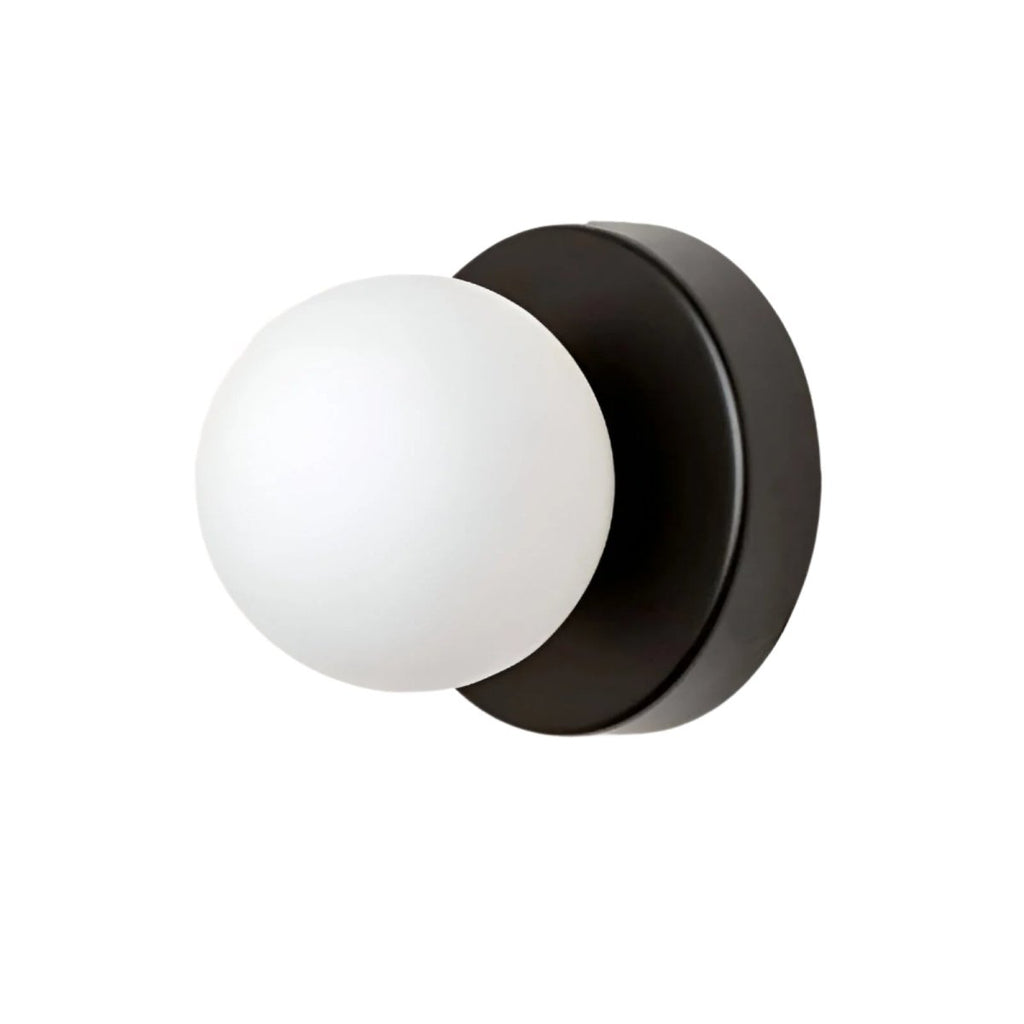 Glaskuppel Væglampe, Nordisk Stil, Metalfod, LED Accentlys