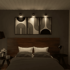 LED Wall Sconce, Wood Grain Texture, Battery-Powered, Black & White