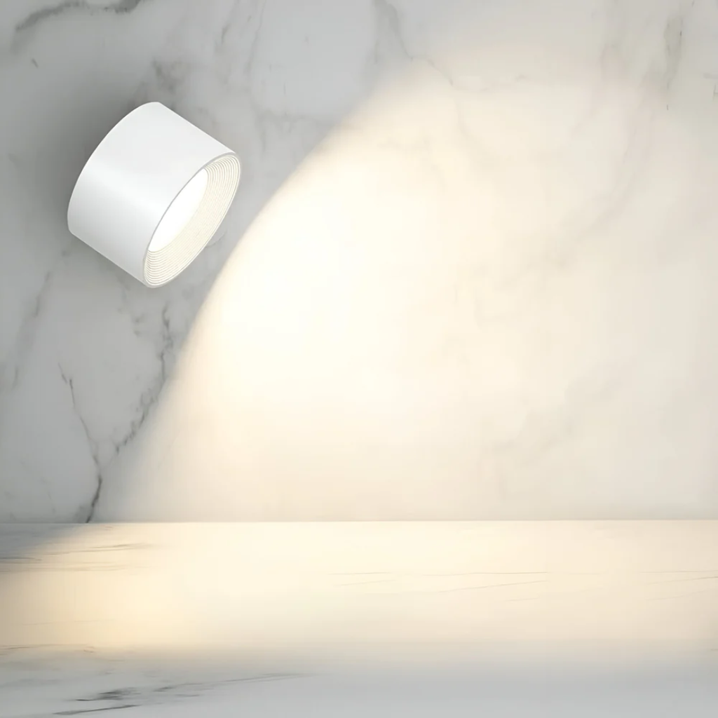LED Wall Sconce, Wood Grain Texture, Battery-Powered, Black & White