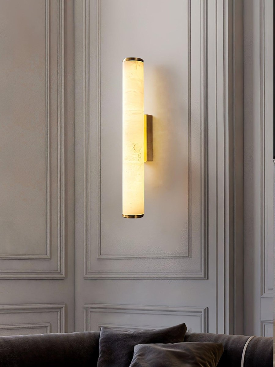 Alabaster Tube Wall Sconce, Hardwired LED Light, Modern Design