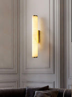 Alabaster Tube Wall Sconce, Hardwired LED Light, Modern Design