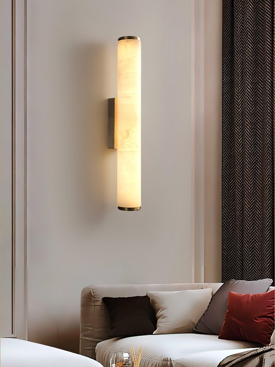 Alabaster Tube Wall Sconce, Hardwired LED Light, Modern Design