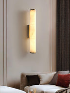 Alabaster Tube Wall Sconce, Hardwired LED Light, Modern Design
