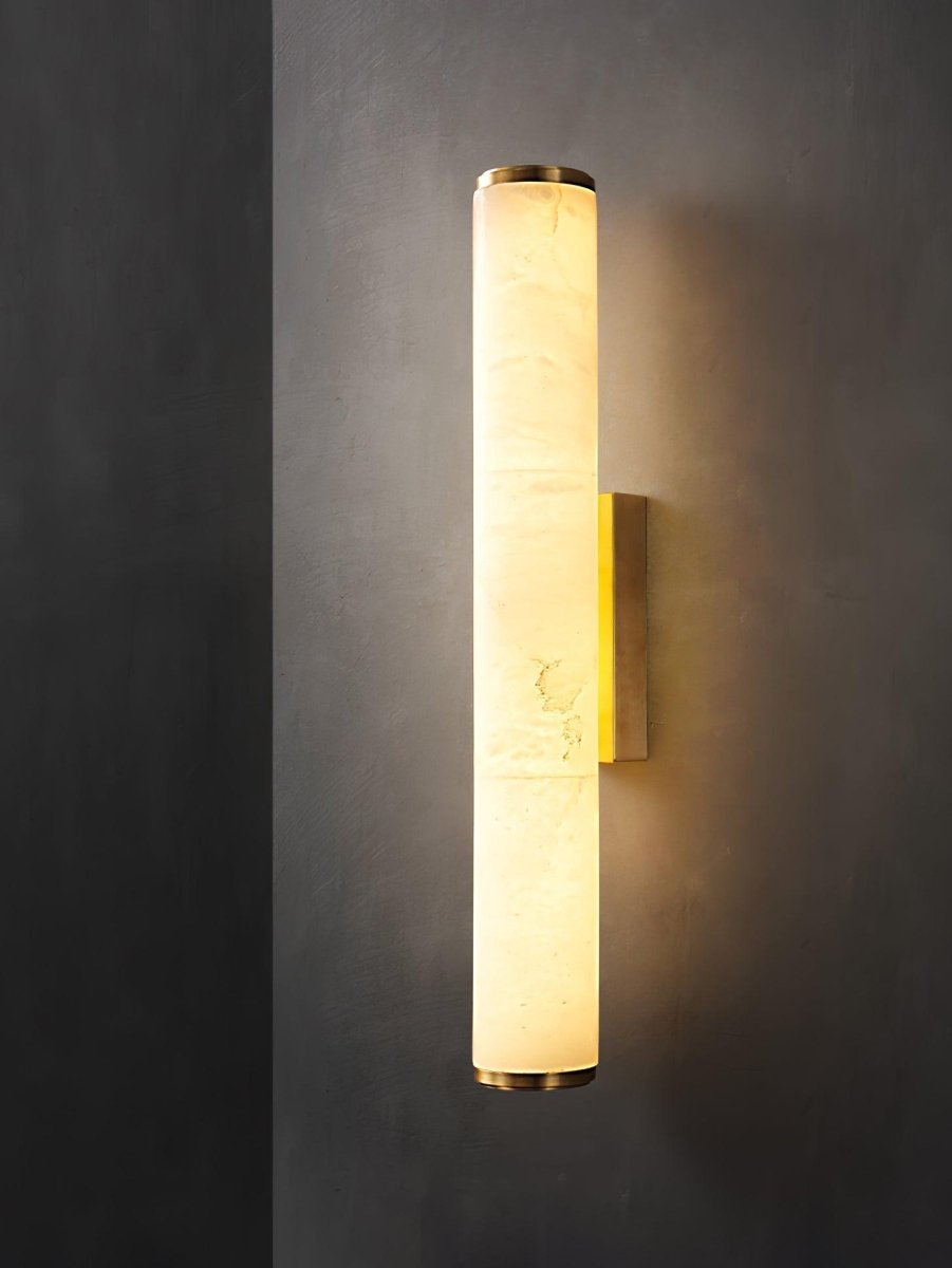 Alabaster Tube Wall Sconce, Hardwired LED Light, Modern Design