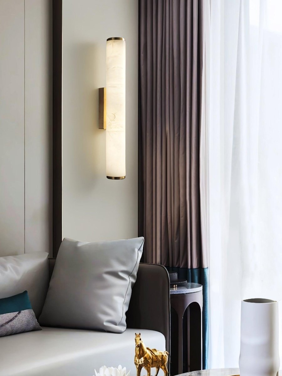 Alabaster Tube Wall Sconce, Hardwired LED Light, Modern Design
