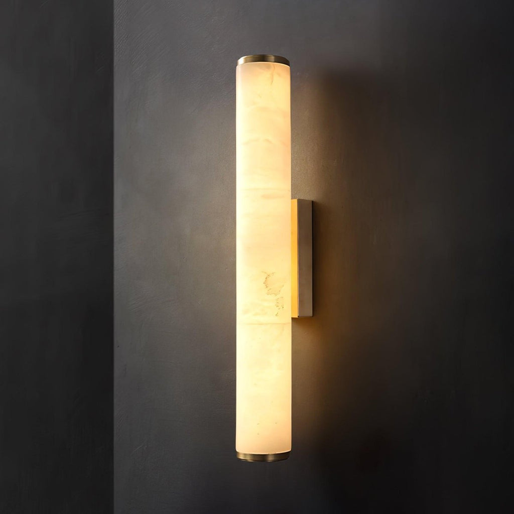 Alabaster Tube Wall Sconce, Hardwired LED Light, Modern Design