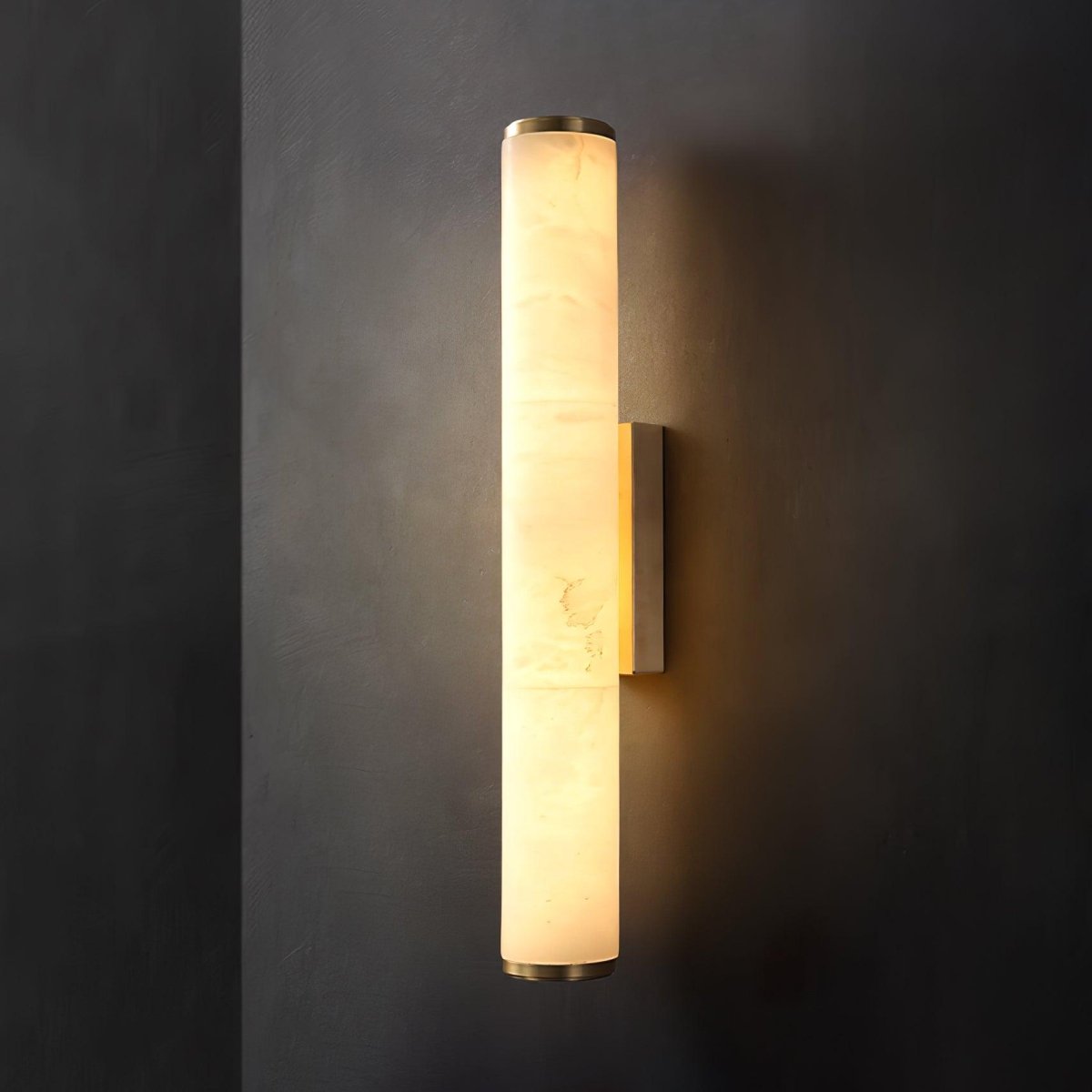 Alabaster Tube Wall Sconce, Hardwired LED Light, Modern Design