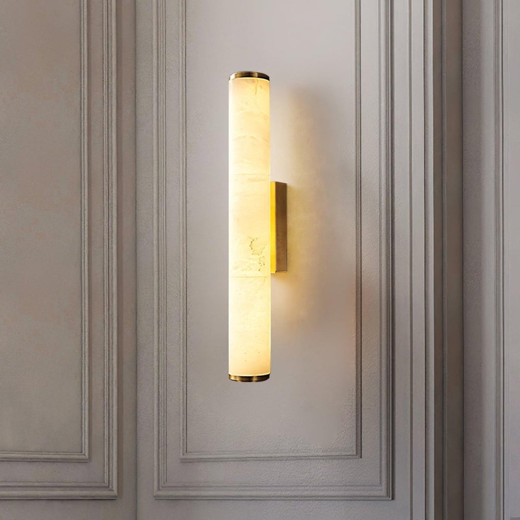 Alabaster Tube Wall Sconce, Hardwired LED Light, Modern Design