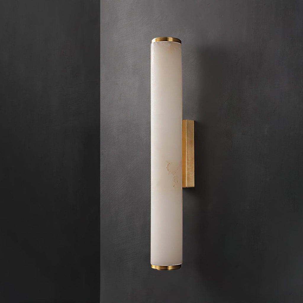 Alabaster Tube Wall Sconce, Hardwired LED Light, Modern Design