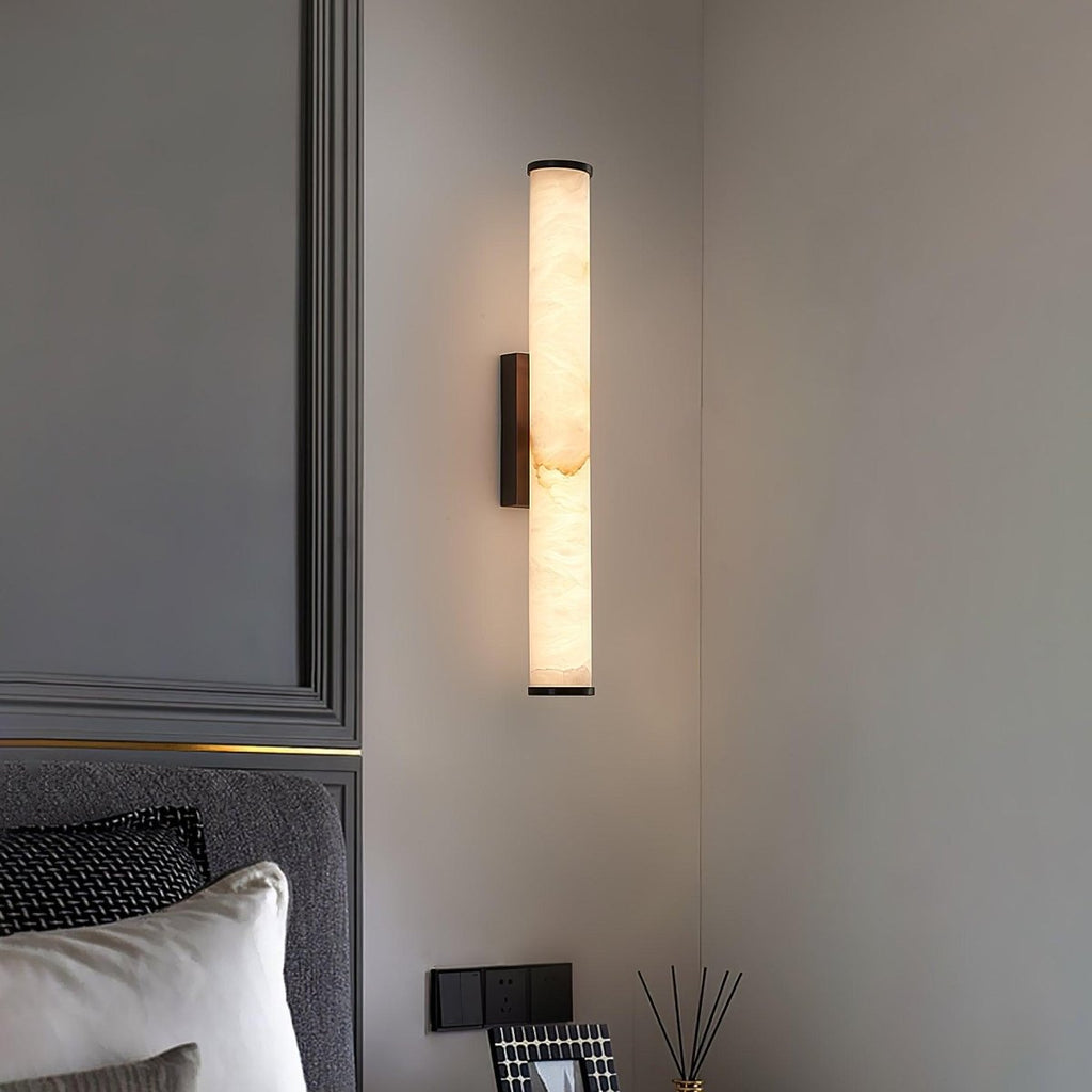 Alabaster Tube Wall Sconce, Hardwired LED Light, Modern Design