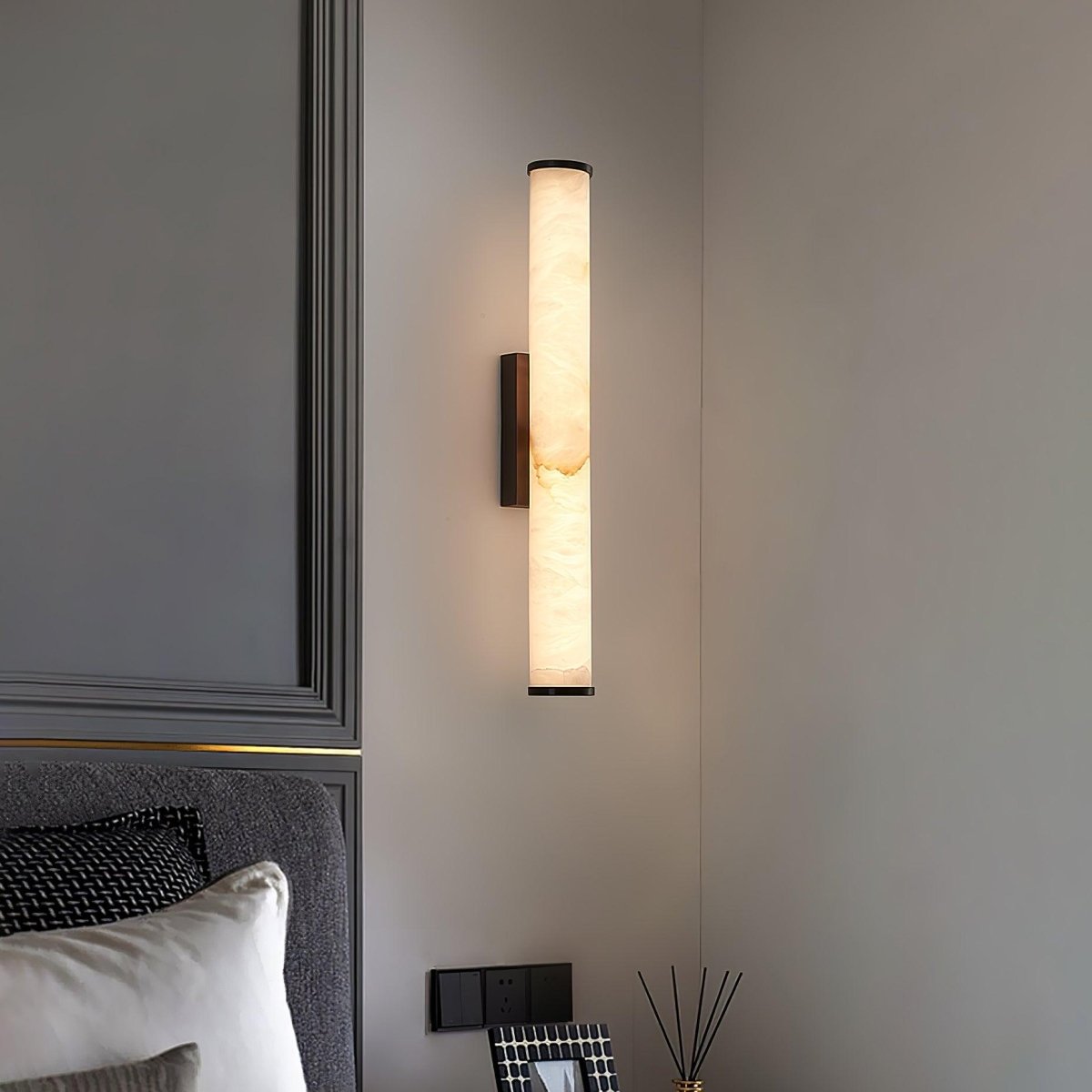 Alabaster Tube Wall Sconce, Hardwired LED Light, Modern Design
