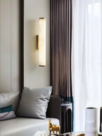 Alabaster Tube Wall Sconce, Hardwired LED Light, Modern Design