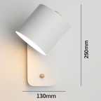 Jernvegglampe, roterende sylinderhode, E27-pære, moderne minimalistisk