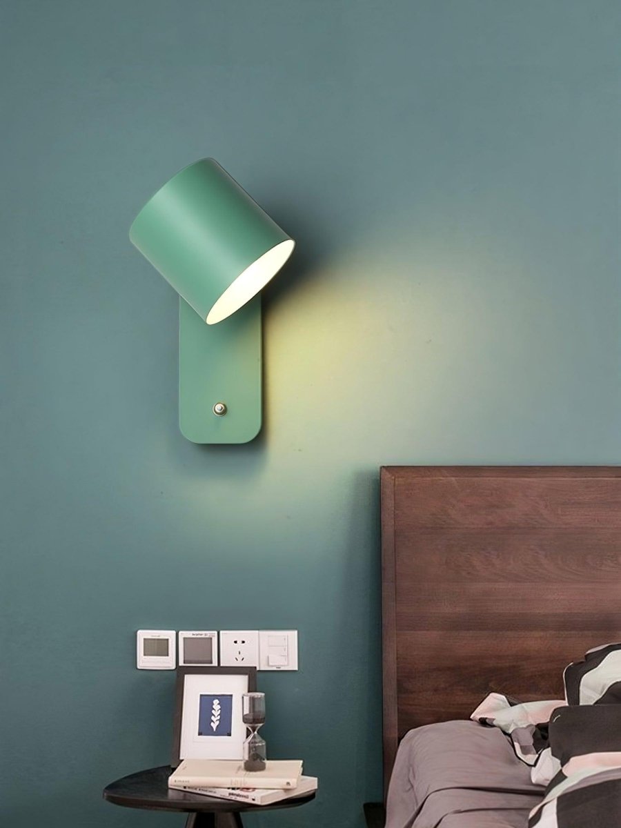 Jernvegglampe, roterende sylinderhode, E27-pære, moderne minimalistisk