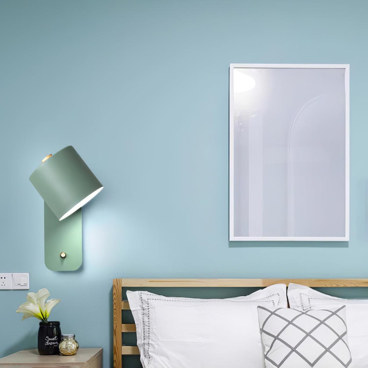 Jernvegglampe, roterende sylinderhode, E27-pære, moderne minimalistisk