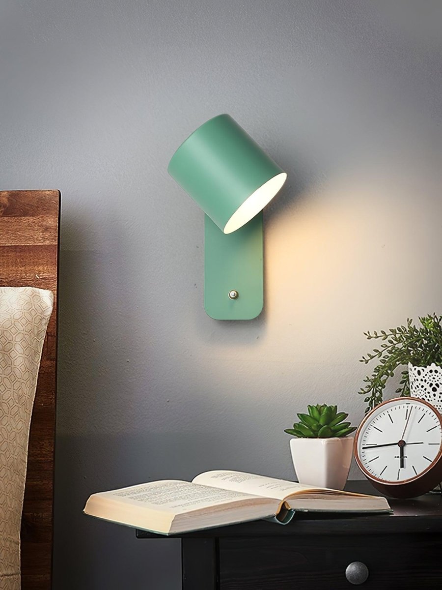 Jernvegglampe, roterende sylinderhode, E27-pære, moderne minimalistisk