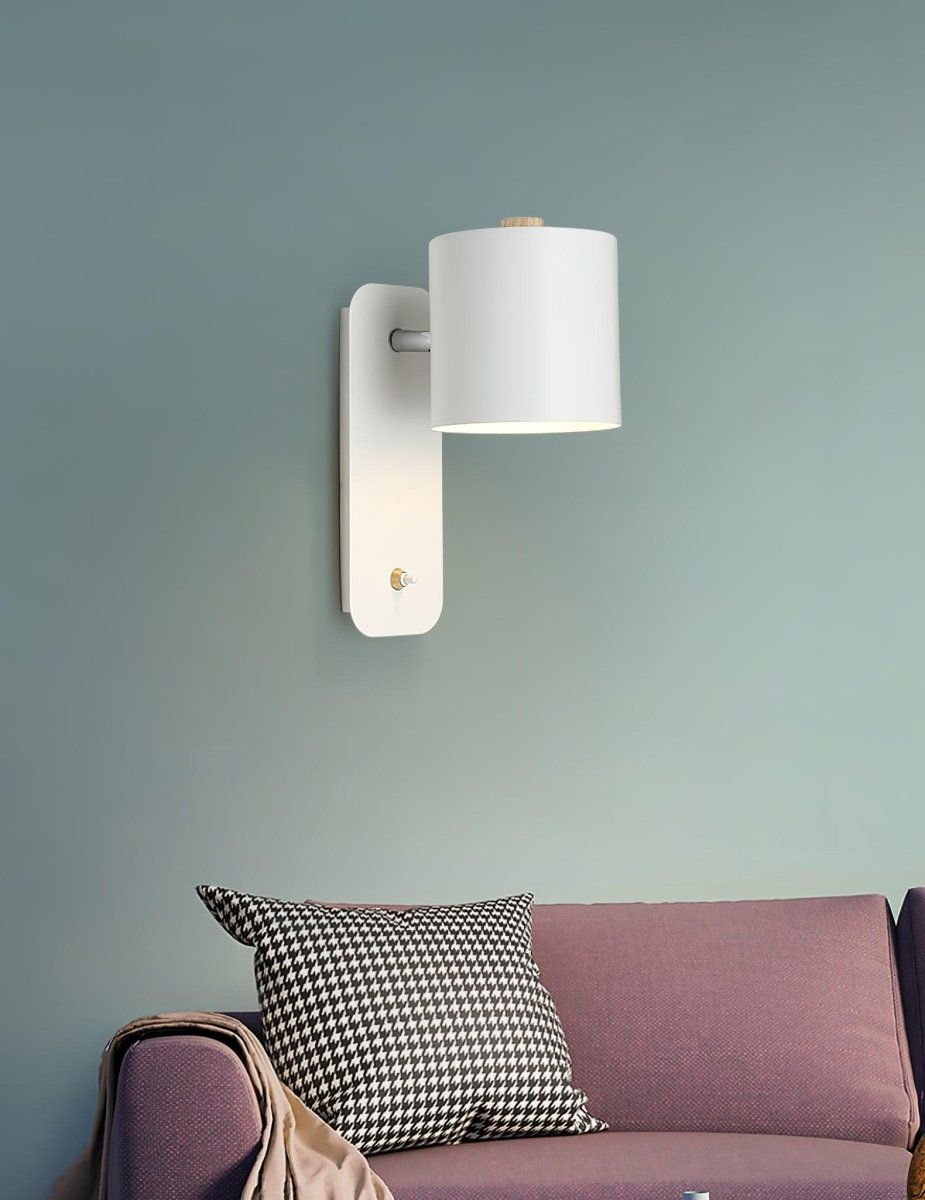 Jernvegglampe, roterende sylinderhode, E27-pære, moderne minimalistisk