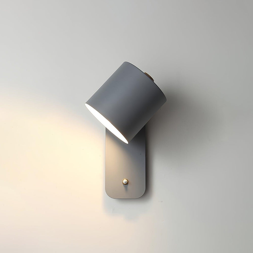Jernvegglampe, roterende sylinderhode, E27-pære, moderne minimalistisk