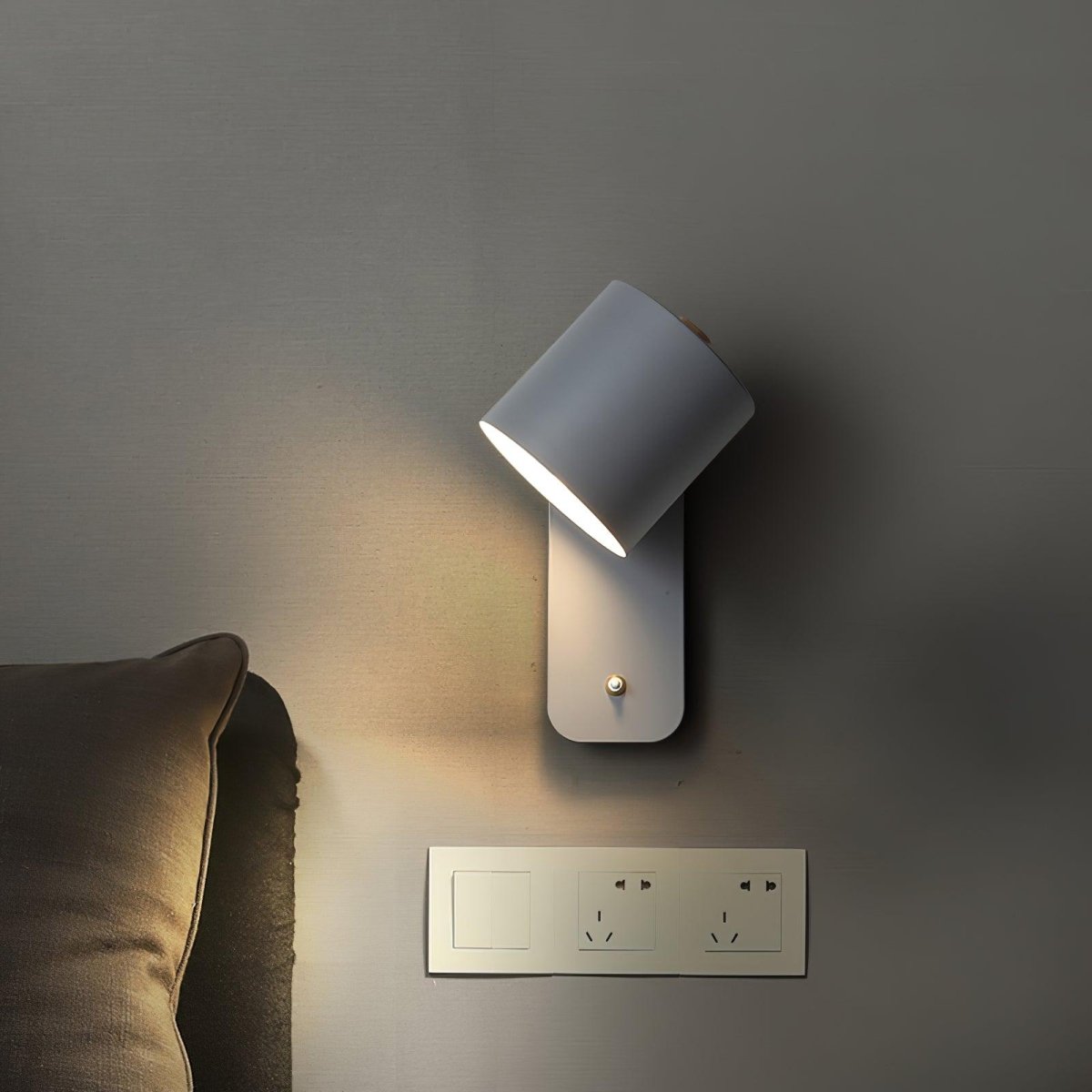 Jernvegglampe, roterende sylinderhode, E27-pære, moderne minimalistisk
