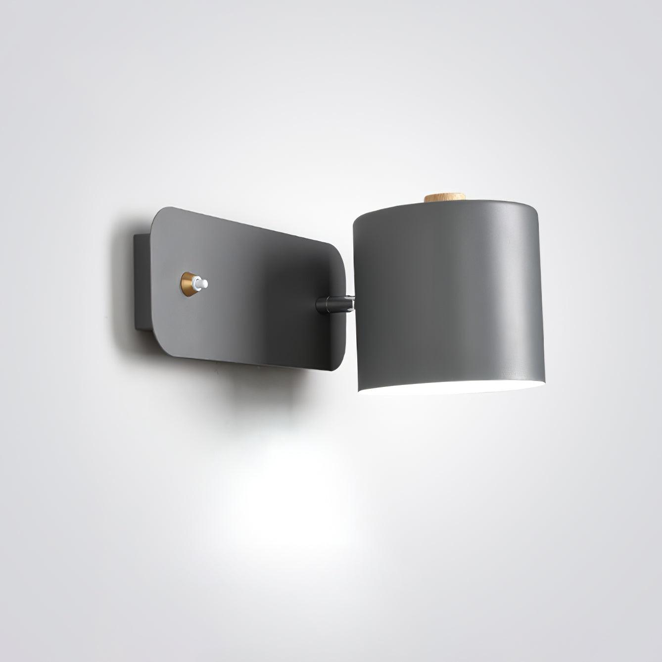 Jernvegglampe, roterende sylinderhode, E27-pære, moderne minimalistisk