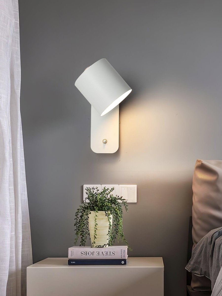 Jernvegglampe, roterende sylinderhode, E27-pære, moderne minimalistisk