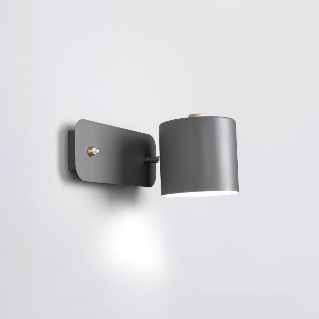 Jernvegglampe, roterende sylinderhode, E27-pære, moderne minimalistisk